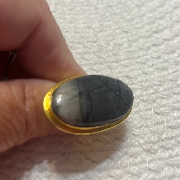 Elegant PICASSO JASPERE Handmade Gold Ring Size 5 #575D - Picture 1 of 3